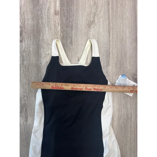 Athleta Colorblock Mini Athletic Swim Dress Black White Built-in Bra Lycra Small - Image 7