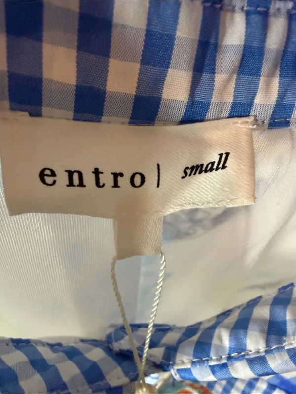 entro Blue & Yellow Capri Print Gingham Shirt Boutique Dress - Image 9