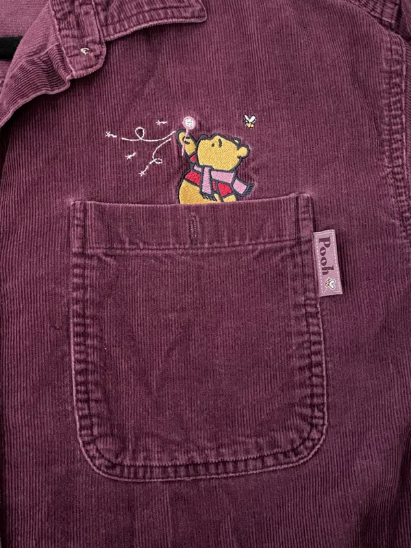 Women’s Vintage Disney Winnie The Pooh Button Up Long Sleeve Corduroy Shirt Sz L - Image 2