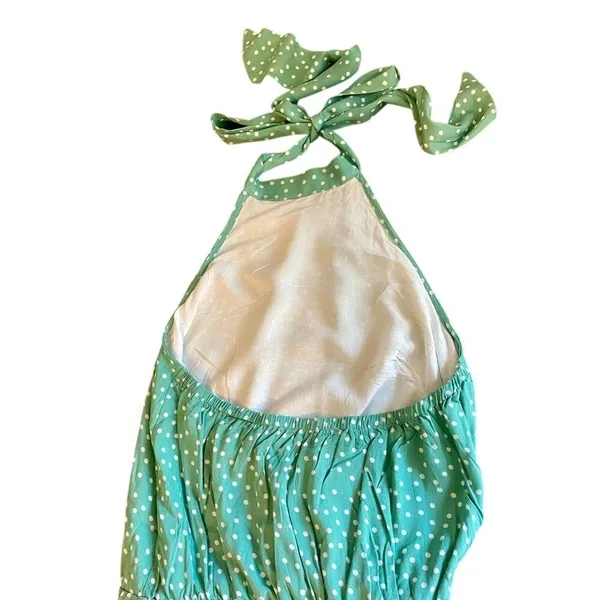 Green/White Polka Dot Lined Halter Top Dress with Tie (NWOT) - Image 5