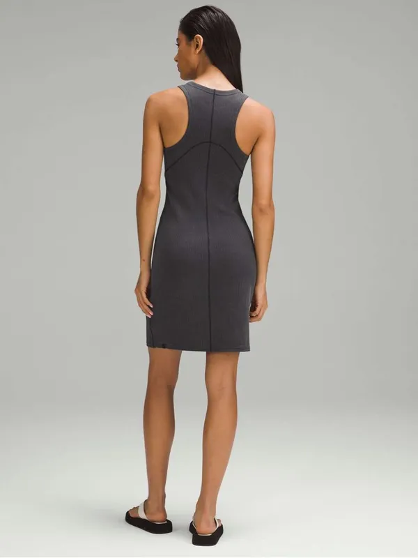LULULEMON Ribbed Softstreme Slim-Fit Tank Dress in Black size 12 - Image 3