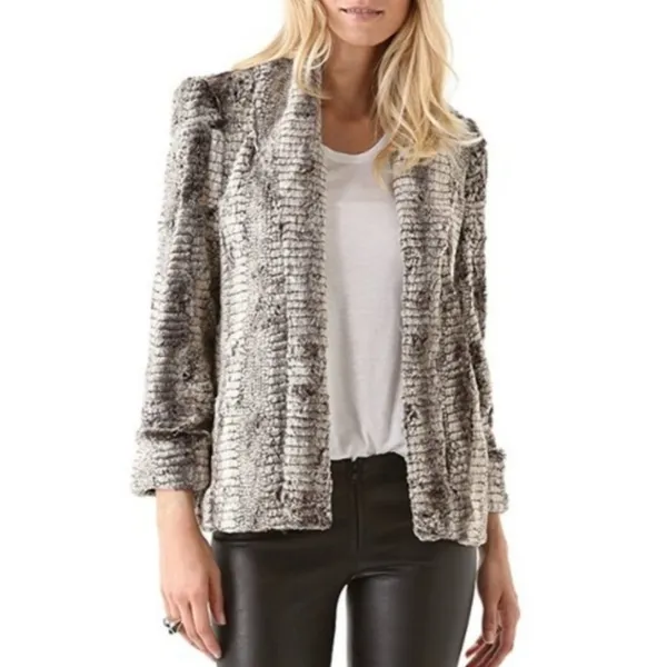 Alice and Olivia Leana Jacket Size XS Faux Fur Shawl Collar Mob‎ Wife Cozy Glam - Image 10