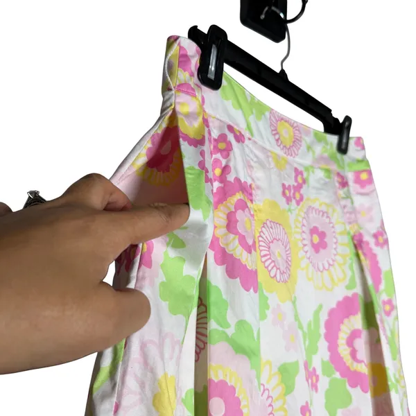 Lilly Pulitzer Floral Pleated A-Line Skirt Pastel 100% Cotton‎ Size 2 Preppy - Image 8