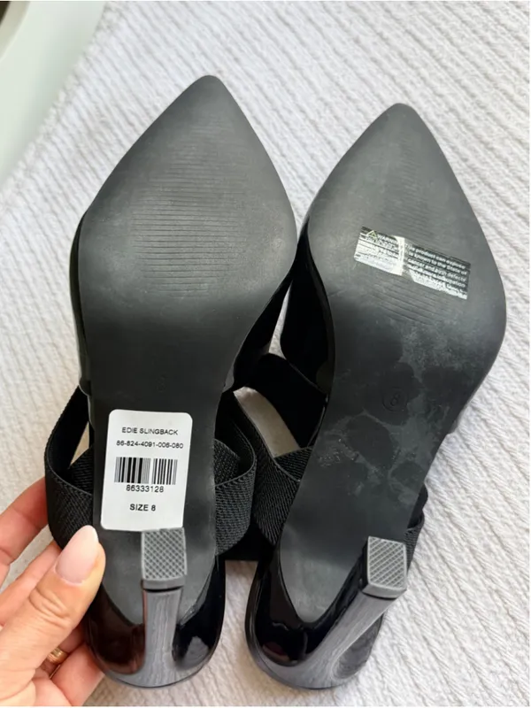 NY&C Edie Black Patent Pointed Toe Slingback Heels Size 8 - Image 3