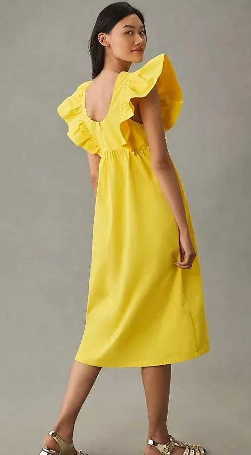 Anthropologie Flutter Sleeve Babydoll Dress, Size XXS - Image 4