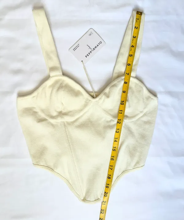 Peppermayo NWT Jaide Organic Cotton Rib Corset Top - Ivory - L - Image 12
