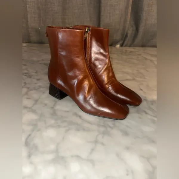 Sam Edelman Brown Leather Ankle Heeled Boots - Image 2