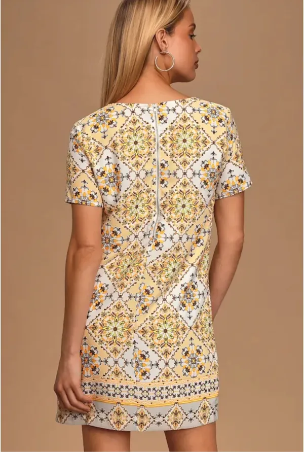 Dandy Lion Yellow Print Shift Dress - Image 4