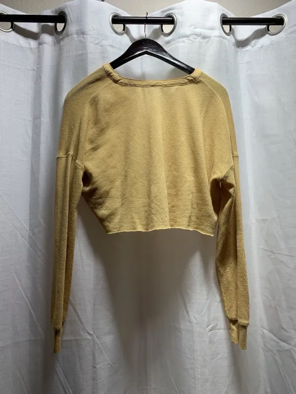 Women's Urban Outfitters Emmy Mustard Yellow Cropped Henley S - Image 4