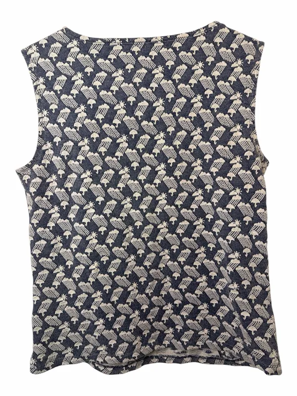 Maeve Anthropologie Blue Knit Rain Cloud Umbrella Knit Tie Neck Tank Top - Image 2