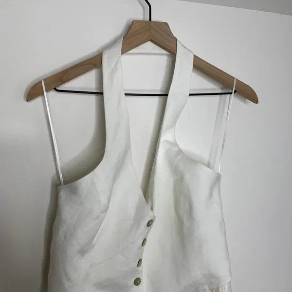 Amanda Uprichard Isadore Romper Linen White Womens XL Revolve - Image 8