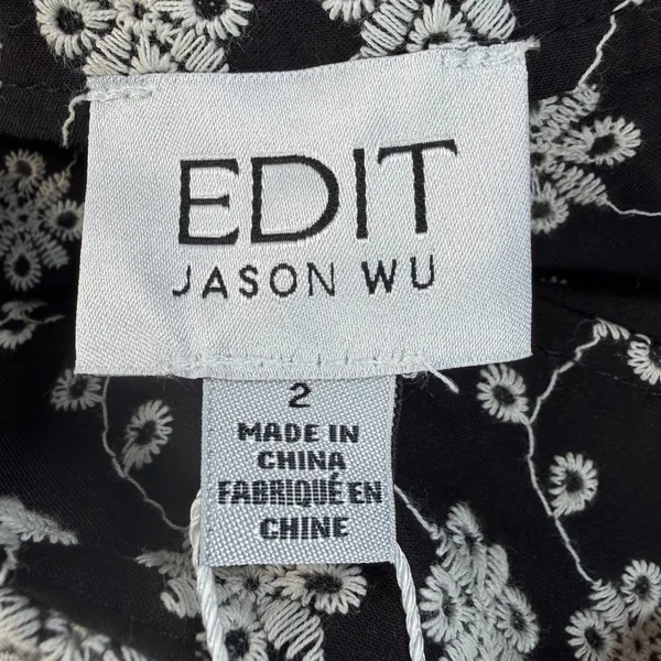 EDIT Jason Wu Women's Size 2 Black White Eyelet Embroidered Floral Cotton Shorts - Image 3