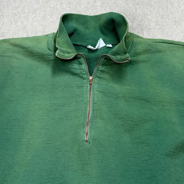 Private Line Quarter Zip Sweatshirt Womens M Green Vintage Distressed Streetwear - Image 8