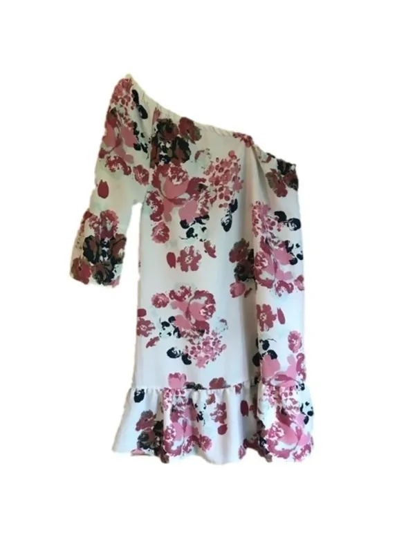 Indulge In Style floral one shoulder bell sleeve Medium dress - Image 2