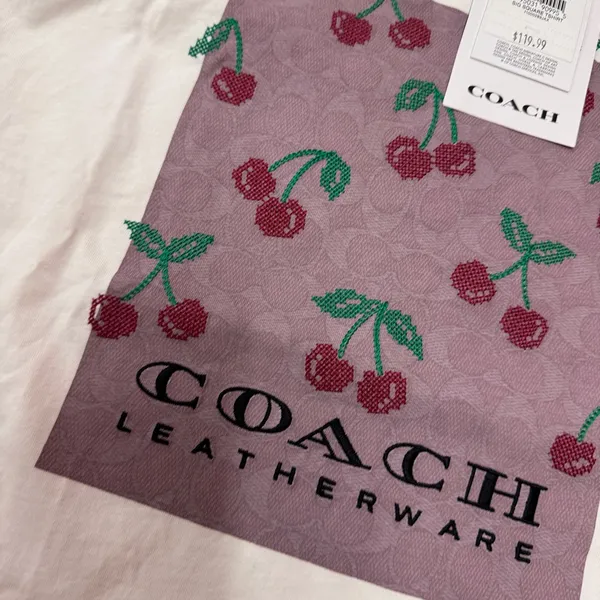 coach Signature Square Cross Stitch Cherries T Shirt ci403 - Image 4