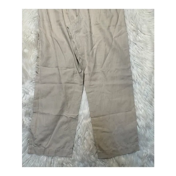 Gap Women's Size 12 Wide Leg Pants Beige Tie Waist Pockets High Rise 100% Linen - Image 9