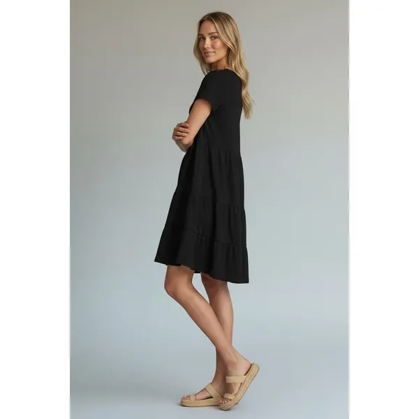 Time and Tru Womens Dress Size M Black Tiere Cotton Minimalist Whimsigoth - Image 5