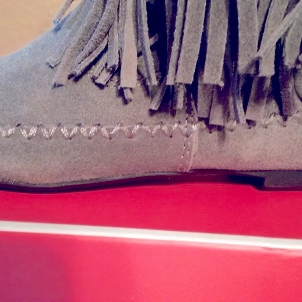 LAUREN Conrad Fringe Fashion Gray Boots - Image 3