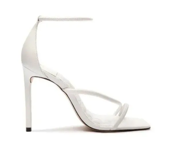 SCHUTZ Gaiah Ankle Strap Sandals in White Leather Size 7.5 EUC - Image 4