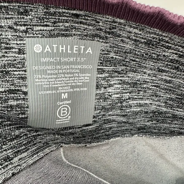 Athleta Impact Short 3.5" size medium gray‎ purple athletic workout shorts - Image 3