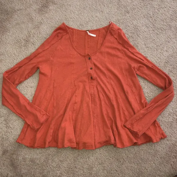 Free People Orange Babydoll Henley - Image 2