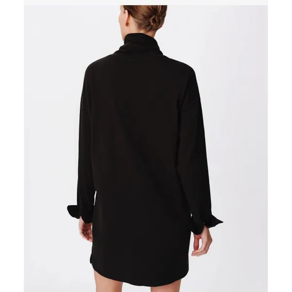 ATM Anthony Thomas Melillo Jersey Turtleneck Dress Black‎ Size Large Button Cuff - Image 3