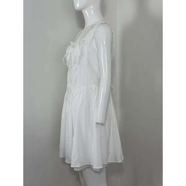 Dress White Lace Corset Fit Flare Mini Milkmaid Babydoll Cottagecore Women L - Image 4