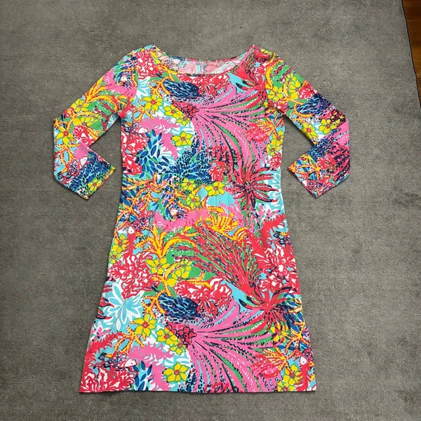 Lilly Pulitzer Marlowe Fishing for Compliments Colorful Floral Cotton Dress - Image 2