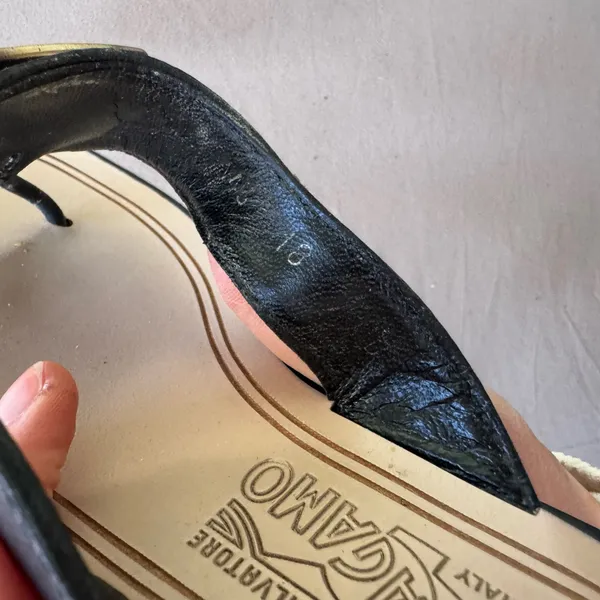 Salvatore Ferragamo Leather Gancini Thong Sandals - Image 10
