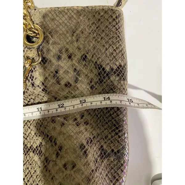 Michael Kors Brown Python Snakeskin Leather‎ Shoulder Bag Chain Strap Embossed - Image 7