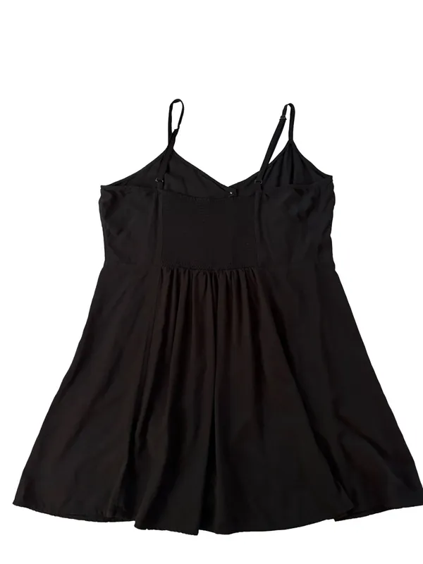 Gap Black Rayon Cami Mini Dress XL Button Front Shirred Back - Image 7