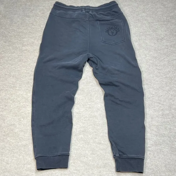 AllSaints Sweatpants‎ Velour Lined Washed Black Joggers XL Ramskull Logo Y2K EUC - Image 4
