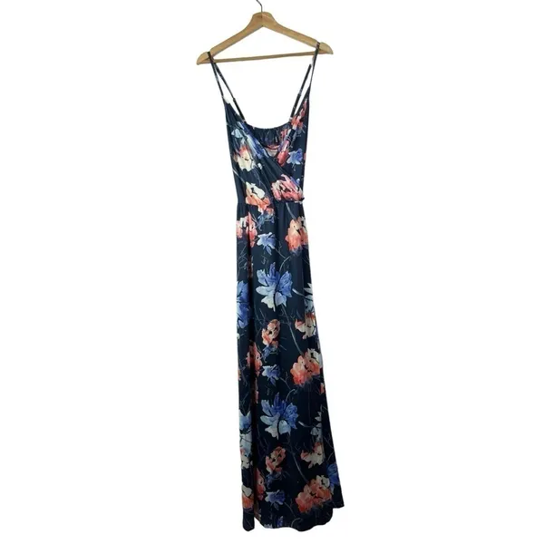 Boutique Blue & Pink Floral Wrap Front Side‎ Slit Maxi Dress 2XL - Image 2