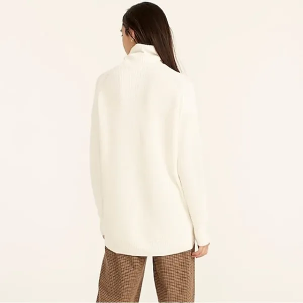 NEW J crew ribbed cotton cashmere relaxed turtleneck sweater in ivory Size M - Image 2
