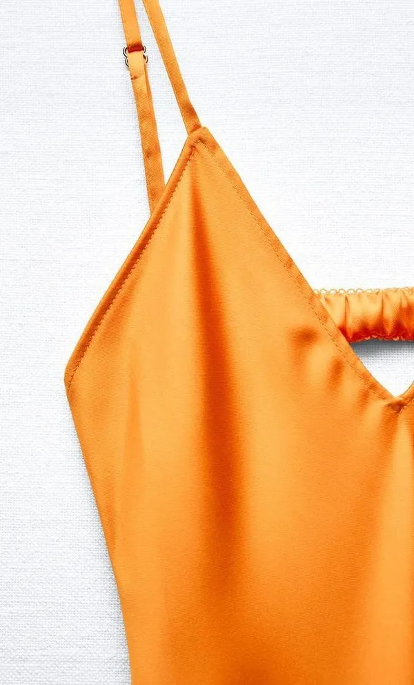 Zara dress maxi midi hot orange satin effect wedding party cocktail - Image 11