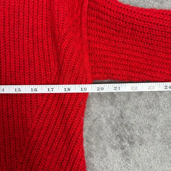 American Eagle Knit Crewneck Sweater Women's XXS Red Oversized Cozycore Academia - Image 6