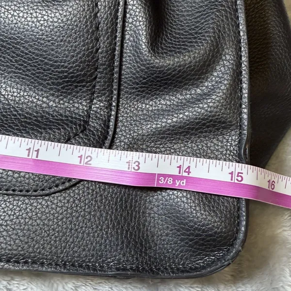 Steve Madden Black Shoulder Bag Tote Floral Lining Gold Hardware Large Purse - Image 12