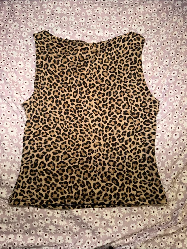 Gaze Women’s Size Medium Leopard Print Sleeveless Tank Top Brown Animal Print - Image 6