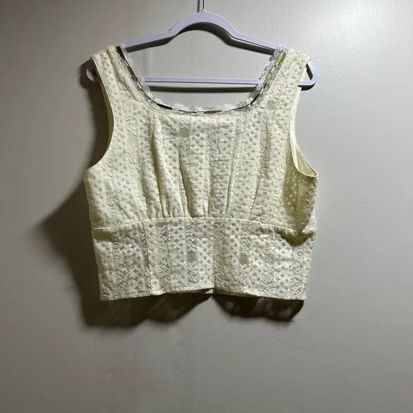 Willow + Root Cream Crop Tie Front Sleeveless Tank Top - Image 4