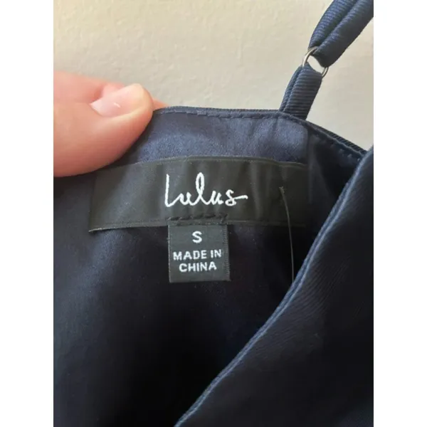 Lulu's NWT Satin Mini Dress | Size Small | Midnight Navy | Adjustable Straps - Image 2