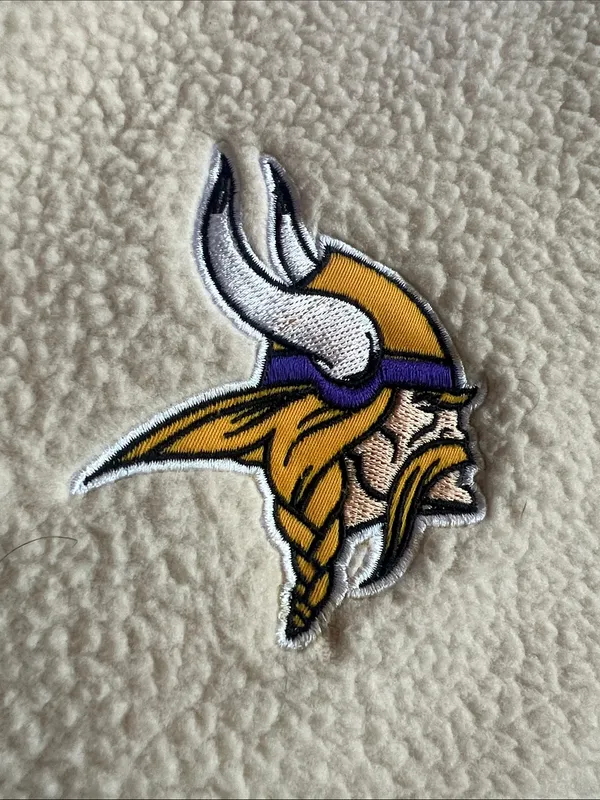 NFL Cream Sherpa Jacket with Purple Trim and Vikings Logo - Image 3