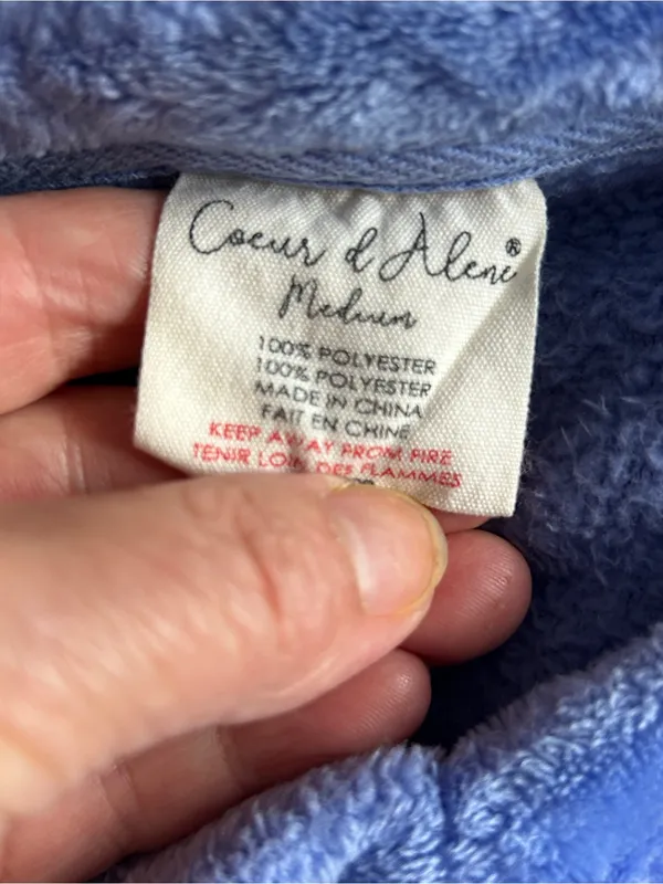 Coeur & Aleni Cozy Women’s Blue Plush V-Neck Pullover Sweatshirt Sz M - Image 3