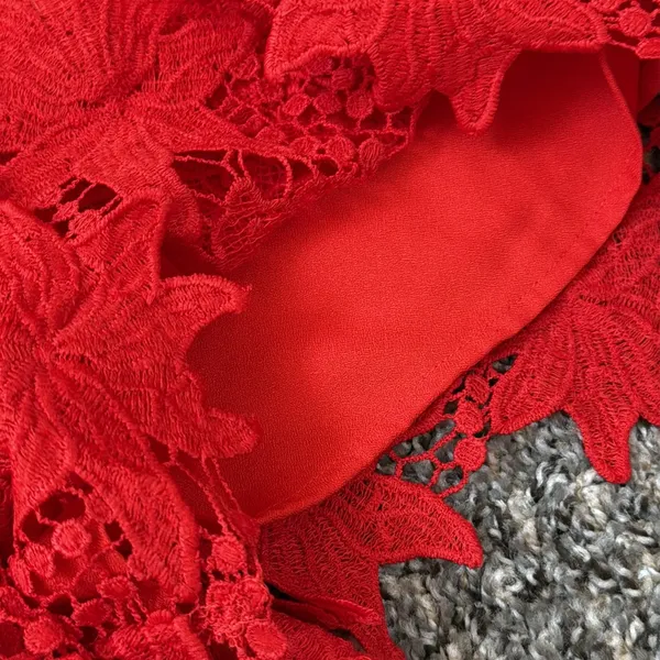 Astr Vibrant Red Lace Romper - Image 6