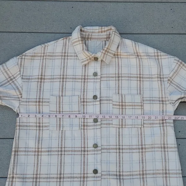Plaid Flannel Shacket | Plaid Flannel Shirt Jacket Size L - Image 8