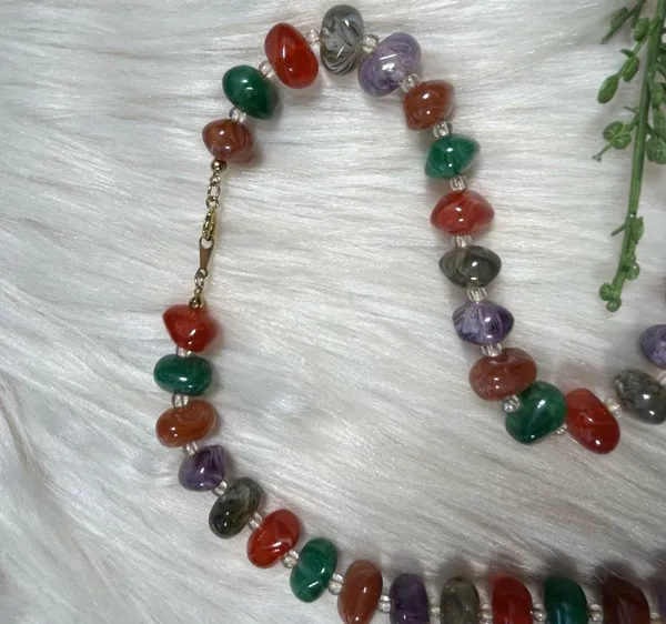 Vintage multi color nugget bead necklace - Image 4