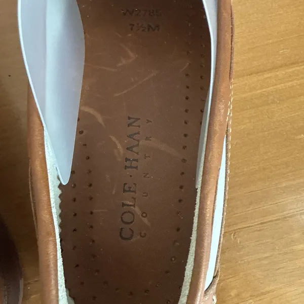 Cole Haan Country Loafers Brown/White Leather Tassel Kiltie Moc Toe Shoes Sz 7.5 - Image 5