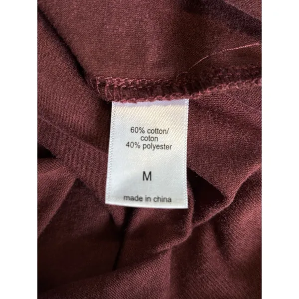 Edgely Burgundy‎ Rhinestone Short Sleeve Crew Neck T-Shirt Size Medium - Image 7