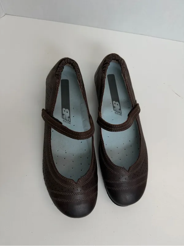 Taos Transit Mary Janes Shoes Flats Leather Lightweight Comfort Travel Brown - Image 3