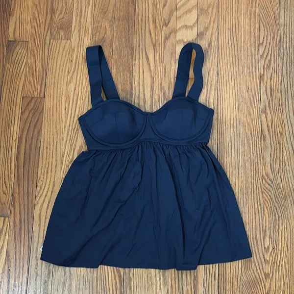 Michael‎ Kors Solids Underwire Baby Doll Tankini Bikini Top Navy XS NWT - Image 2
