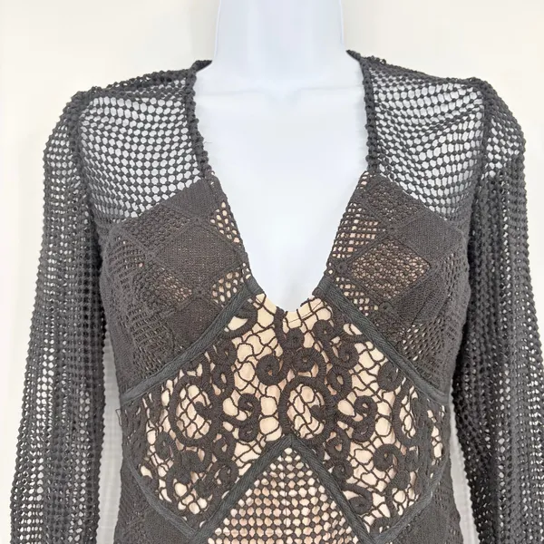 Blessed are the Meek Barbados Crochet Mini Dress Sz 0 Whimsigoth HOCO Festival - Image 3